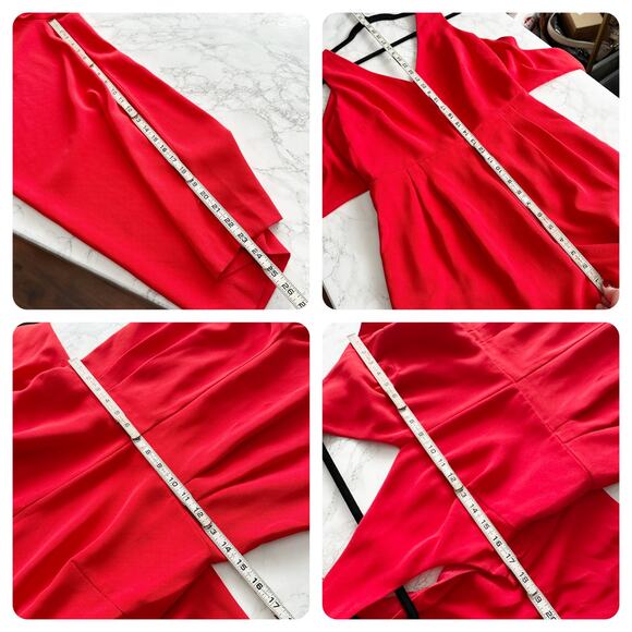 J. Crew Tie-Waist Bright Red Crepe Sleeveless V Neck Jumpsuit Women’s Size 8 - Picture 11 of 13